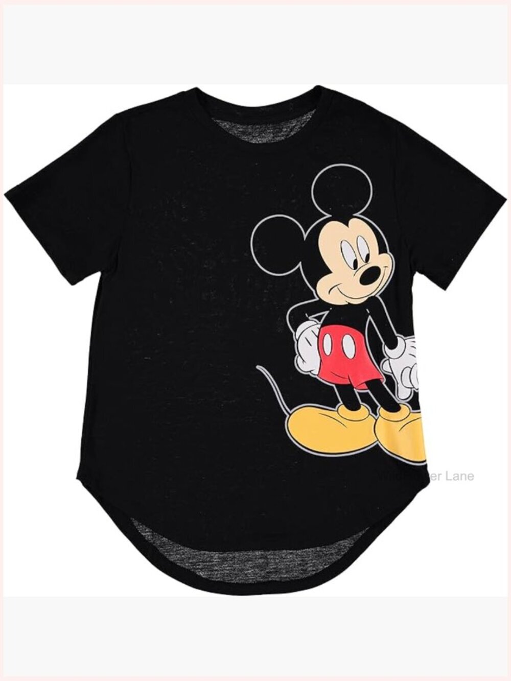 Mickey Mouse Curved Hem Short Sleeve T-Shirt Tee